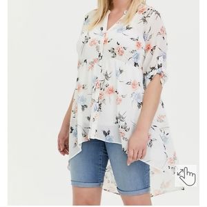 Torrid sz 2 floral lexie high low chiffon baby doll top